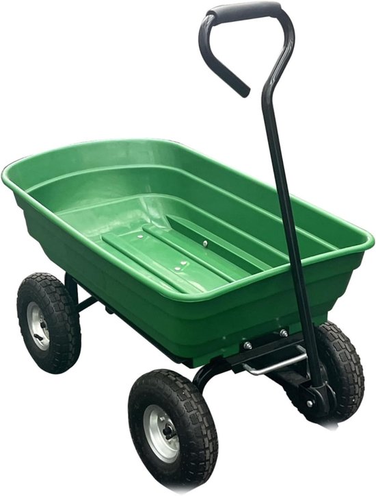 Triumpunpre 4-wielige tuinkruiwagen, gereedschapswagen van ijzer en kunststof, afmetingen 93x89,5x50,5 cm, groen, voor tuin, erf en buitenwerk