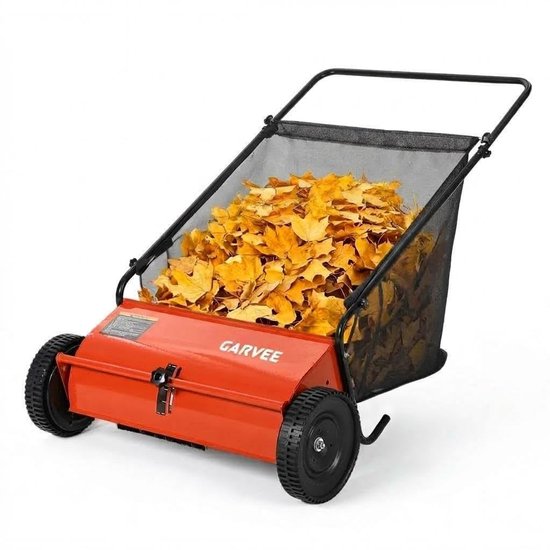 Triumpunpre - Handgedreven Grasmaaier Bladveger, 6 Cu.Ft Opvangzak - 5-Stands Hoogteverstelling - Voor Blad En Grasresten - 70 x 110 cm - Oranjegeel