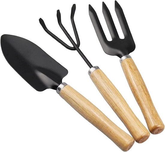 Troffel, tuin troffel, Tuinschep Tuingereedschap Set Hark en Spade Schop met Hand for Tuinplanten for Graven Planten (Color : Black Size : Sets)