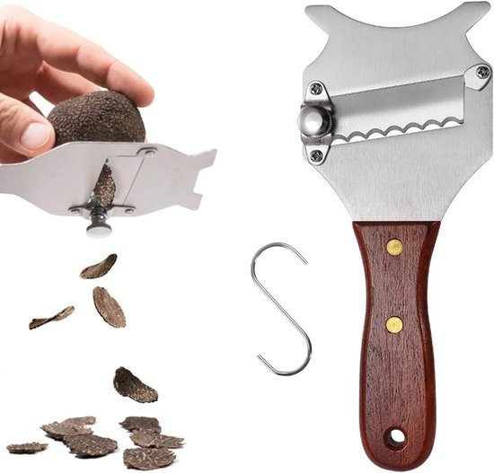 Truffelschaaf - Verstelbare Gourmethobel - RVS Truffelsnijder met Houten Handvat - Verstelbare Mes voor Truffels en Kaas van Merkloos	