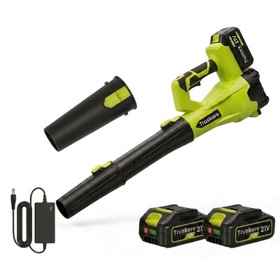 Truskore Accu Bladblazer -Draadloze Bladblazer - Lichtgewicht en Krachtig - 260km/u Luchtsnelheid - Geschikt voor Bladeren en Tuinafval - Incl. 2x Accu's (4.0Ah)
