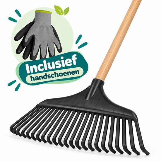 Tuilana ® - Bladhark voor harken - Gazonhark - Grashark - Handhark - 23 tanden met steel 120 cm - Kunststof - Extra stevig - Nu met tuinhandschoenen