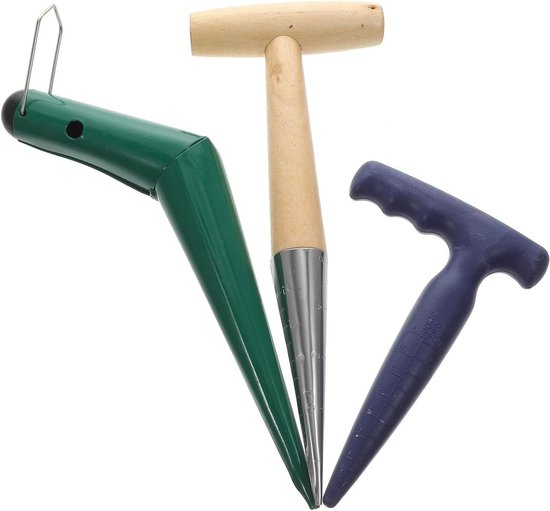 Tuin Dibbers Set - Grondgraver Zaaidispenser - Planten Transplantatie - Ergonomisch Ontwerp - 28 x 115 cm - Diverse Kleuren