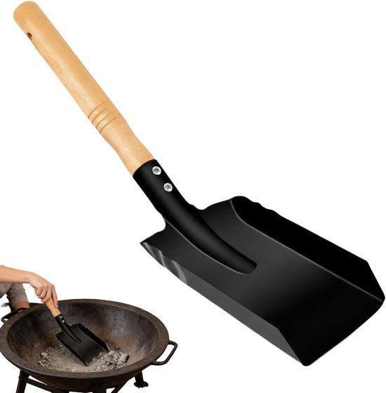 Tuin en Haard Gereedschap - Reinigingsschep As - Vuurplaats Onderhoud - Houten Handvat - 37 cm Lengte - Natuurlijk