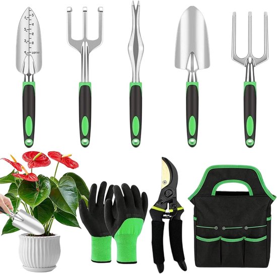 Tuin Gereedschap Set - Bloementuin Benodigdheden - Onkruid Wieden - 8 Stuks RVS - 31.5 x 15 x 8 cm