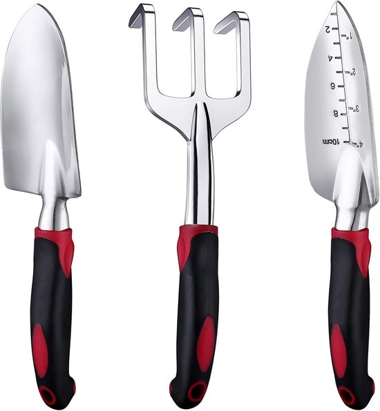 Tuin Gereedschap Set - Hand Schepjes - Planten en Wieden - Gietaluminium - 32 cm - Zwart
