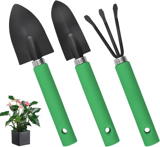 Tuin Gereedschap Set - Handgereedschap 3-Delig - Planten Verzorgen - Roestvrij Staal - 18.8 x 9.2 x 5.3 cm - Groen