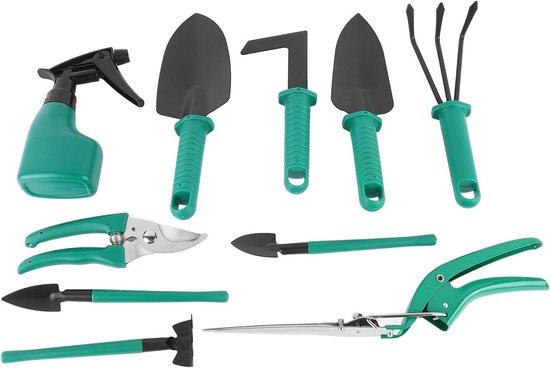Tuin Gereedschap Set - Handgereedschap Kit - Buiten Klussen - Ergonomische Handgrepen - 10 Delig - Groen