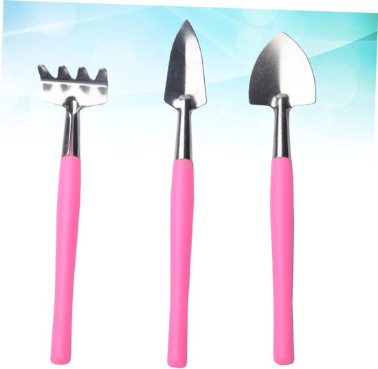 Tuin Gereedschap Set - Handgereedschap Set - Planten Verpotten - Inclusief Schep en Hark - 3 Delig - Roze