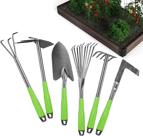 Tuin Gereedschap Set - Handgereedschap Set - Planten Verzorgen - Ergonomisch Handvat - Zes Delen - Grijs