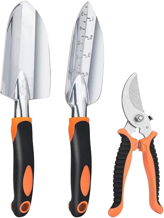 Tuin Gereedschap Set - Handgereedschap Tuin - Tuinieren en Snoeien - Ergonomische Handgrepen - 3 Delig - Oranje