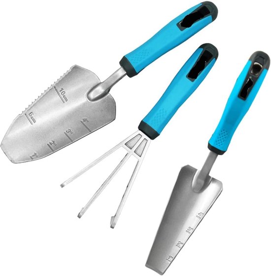 Tuin Gereedschap Set - Handgereedschap Tuinieren - Planten Verpotten - Aluminiumlegering - 3 Delig - Grijs