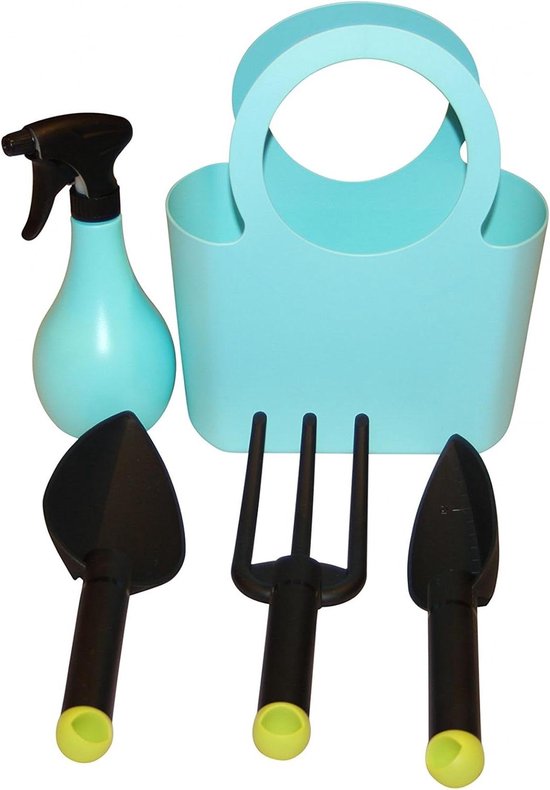 Tuin Gereedschap Set - Kleine Schep - Planten Verzorgen - 5 Delig - 500 ml - Blauw