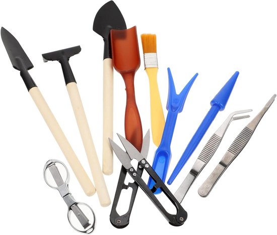 Tuin Gereedschap Set - Kleine Schop - Planten Verpotten - Ergonomisch Ontwerp - 12 Delig - Veelkleurig