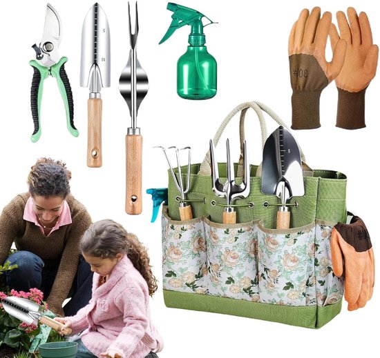 Tuin Gereedschap Set - Planten en Snoeien - Bodem Losmaken - Compleet met Opbergtas van Merkloos	