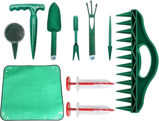 Tuin Gereedschap Set - Planten Hulpmiddelen - Groenten Zaden Planten - Roterende Zaaimachine Kamer - 10 Delig - Groen