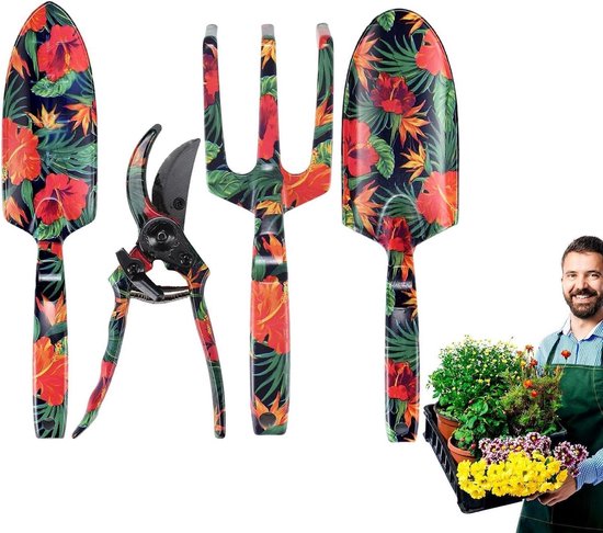 Tuin gereedschap set - Planten scheppen - Tuinieren gemak - Ergonomische handgreep - 335 cm - Bloemenprint