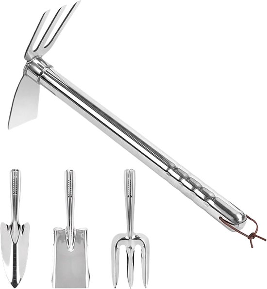 Tuin Gereedschap Set - Schoffel en Schep - Bodem Bewerken - Roestvrij Staal - 40 cm Lengte - Zilver