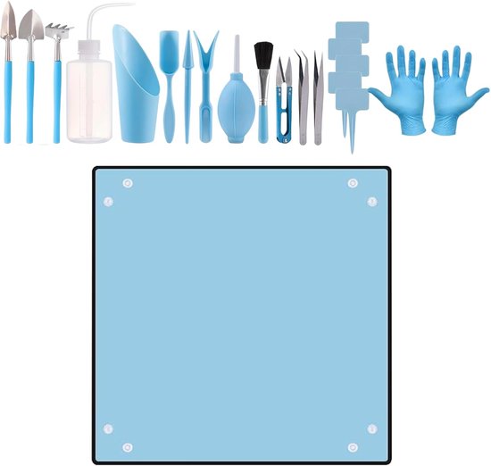 Tuin Gereedschap Set - Tuinbenodigdheden - Verpotten en Graven - Waterdichte Mat - 100x100cm Mat - Zwart Blauw