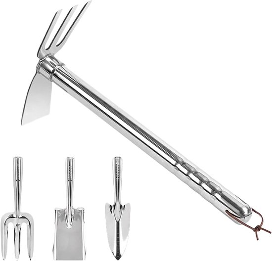Tuin Gereedschap Set - Tuingereedschap 4-Delig - Bodem Losmaken - Roestvrij Staal - 40 x 15 x 5 cm - Zilver