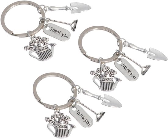 Tuin Gereedschap Sleutelhanger - Sleutelhanger Set - Sleutels Organiseren - Miniatuur Schep Design - 1.8 x 0.9 cm - Zilver