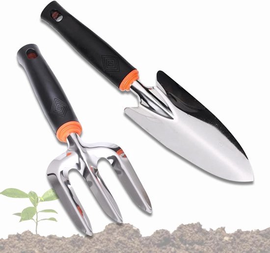 Tuin Hand Schepjes Set van 2 Stuks met Ergonomisch Rubberen Handvat