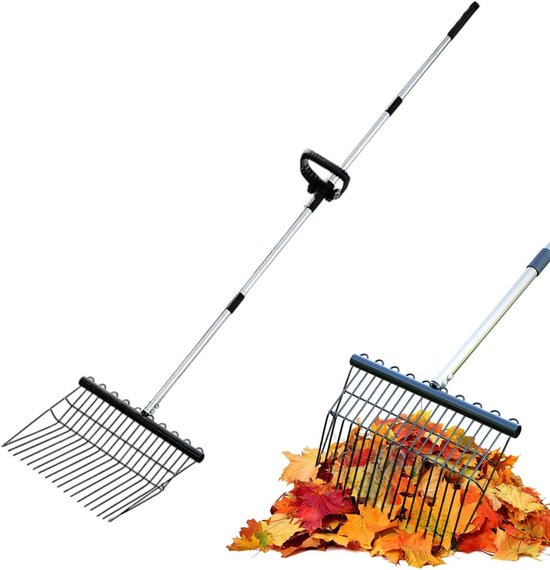 Tuin Hark - Verstelbare Hark - Onkruid Wieden - Ergonomisch Handvat - 166 cm - Zwart