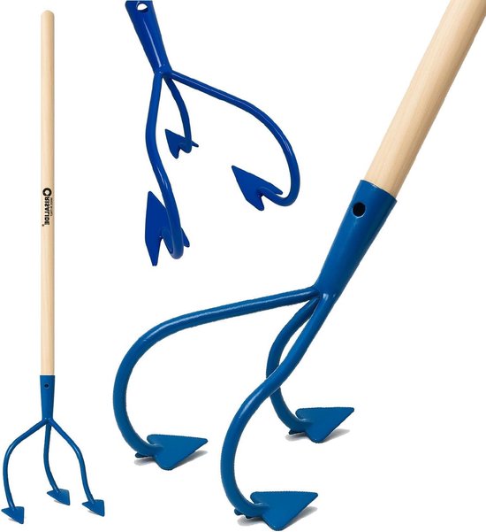 Tuin Hout Bewerker - Onkruidsteker Aardewerker - Bodem Losmaken - Drie Scherpe Tanden - 150 cm - Metaal