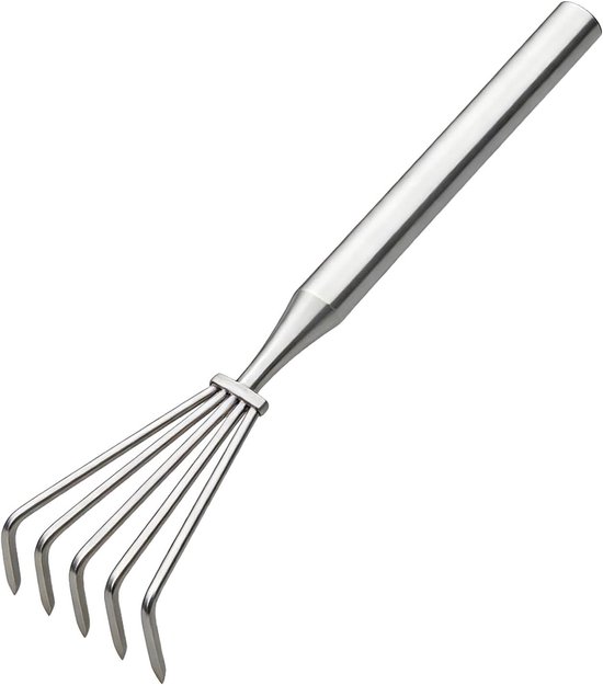 Tuin Houtvork - Tuingereedschap Set - Onkruid Verwijderen - Roestvrij Staal - 5 Klauwen - Zilver