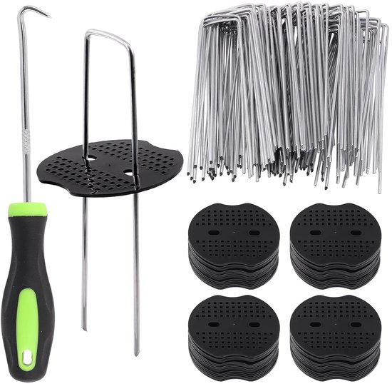 Tuin Nietjes Pakking Kit - Grondbedekking Stakes - Landschap Omheining - 101 Stuks Set - 15cm Lengte - Zwart