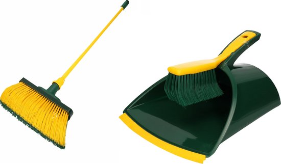 Tuin schoonmaak set klauwstoffer en blik/emmer en klauwbezem 140 cm - Tuingereedschap van T