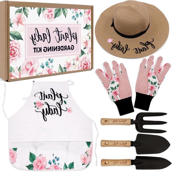 Tuin Starter Set - Bloemen Gereedschap - Moederdag Cadeau - Waterdicht Schort - 6 Delig - Bloemenprint