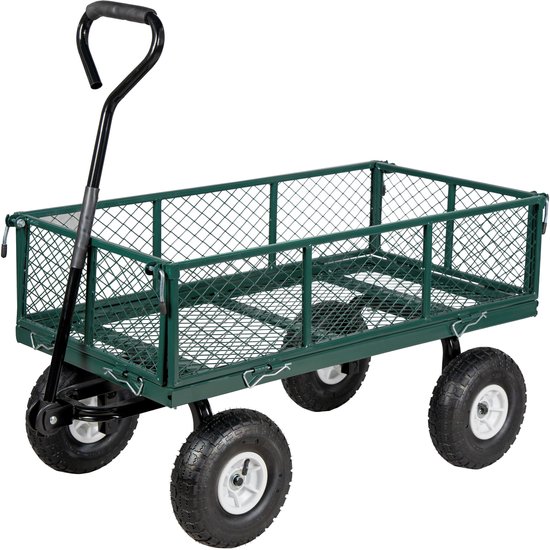Tuin Transportwagen - 150 Kg - Zijwanden Opklapbaar - Tuinkar - Bolderkar - Handkar - Bolderwagen - Handwagen - Trolley