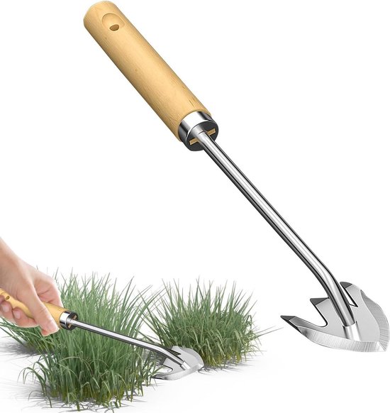 Tuin Trekker - Onkruidverwijderaar - Netten Tuinieren - Roestvrij Staal - 2.3mm - Houtkleurig
