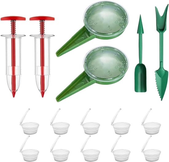 Tuin Zaaier Gereedschap - Hand Tuinhulp - Gelijkmatig Zaaien - Breekbestendig Ontwerp - 16 x 9 x 4 cm - Groen
