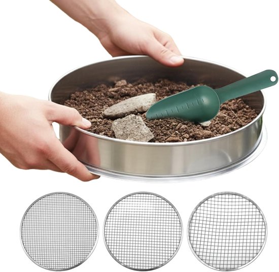 Tuin Zeef - Grondzeef Stenen - Compost Sorteren - Verschillende Gaasgroottes - 30x30cm