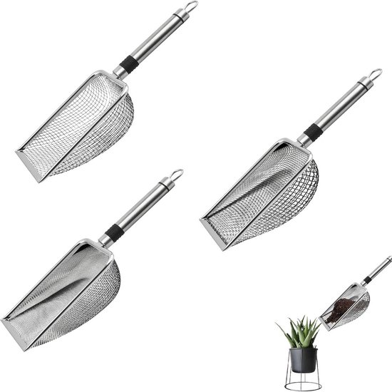 Tuin Zeef Set - Bodem Zeef - Bodem Filteren - 3 Verschillende Maten - 28.5 cm - Zilver