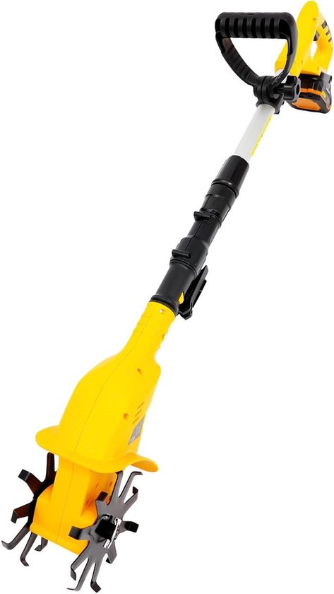 Tuinaarde Frees - Bodemverbeteraar Grondbewerking - Kleine Tuinen Bewerken - Draadloos Werken - 10 cm Werkbreedte - Geel