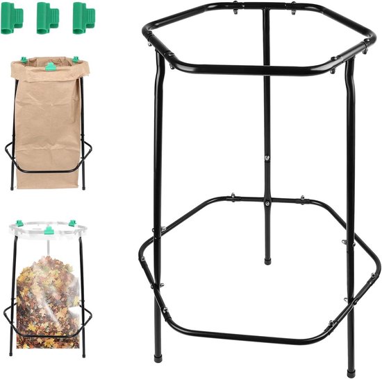 Tuinafval Zakhouder - Bladzakhouder Frame - Tuin Opruimen - Stevige Stabiliteit - 30-55 Gallon - Zwart