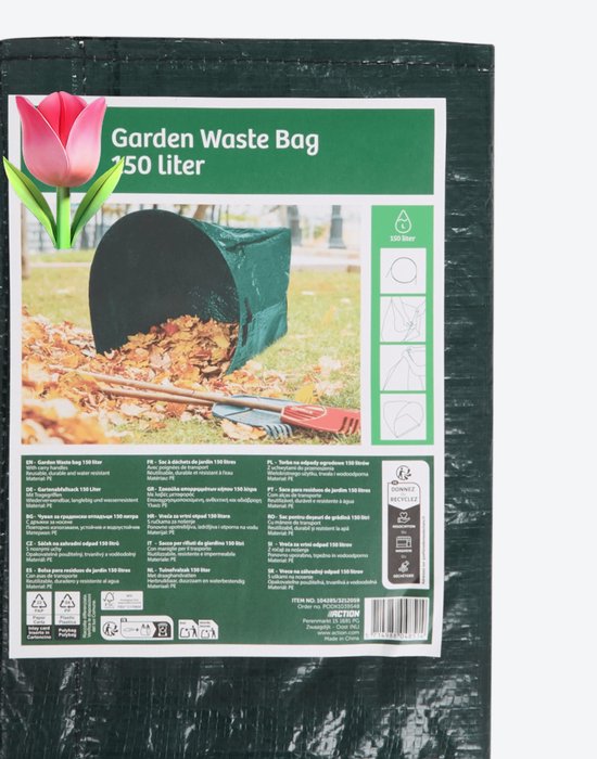 Tuinafvalzak 150 Liter met Draaghandvatten – Herbruikbaar, Duurzaam en Waterbestendig – PE Materiaal van Merkloos	