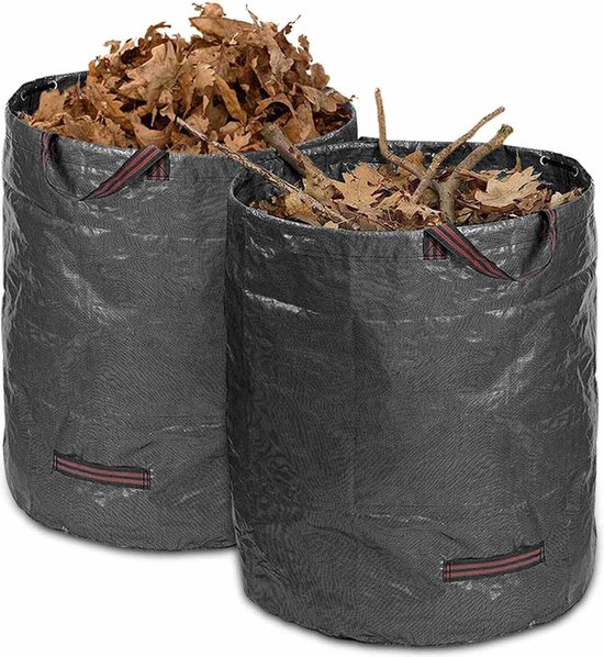 Tuinafvalzak, 272 liter, grote bladzak, 2 stuks, tuinafvalzakken, bladzakken, afvalzak tuin, voor tuinafval, bladeren, gazon, heg, planten van T