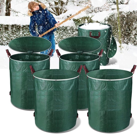 Tuinafvalzak met deksel Set van 4 272 Liter - opvouwbare Tuinzak - Tuinafvalemmer - bladzakken - Zak voor Tuinafval - herbruikbaar - 76 x 67 cm - Groen van Merkloos	