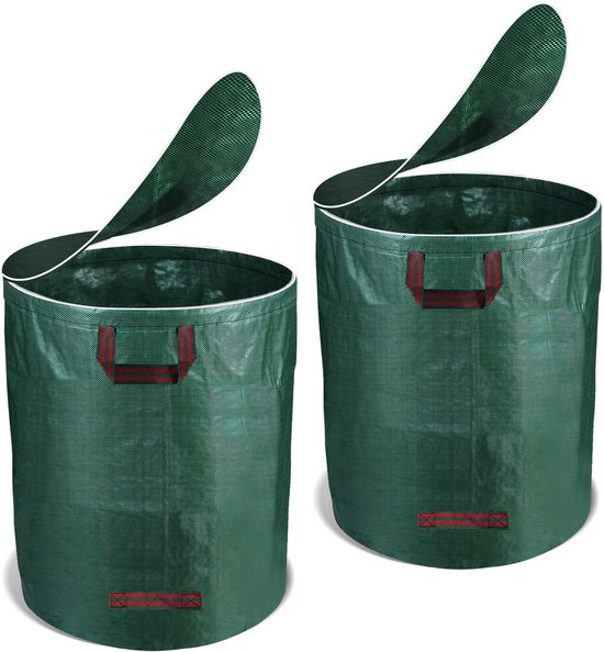 Tuinafvalzak Set van 2 272 Liter - opvouwbare Tuinzak met deksel - Tuinafvalemmer - Groenafval Zak - Zak voor Tuinafval - herbruikbaar - 76 x 67 cm - Groen van Merkloos	