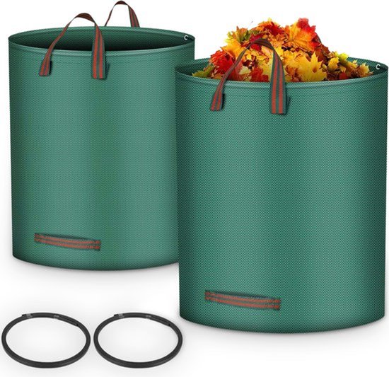 Tuinafvalzak - Set van 2 - 2x 280 liter - Tuinafvalzakken opvouwbaar - Tuinzak - Tuinafvalemmer - 77 x 67 cm - Groen van Merkloos	