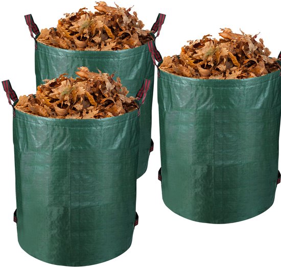 Tuinafvalzak Set van 3 272 Liter - opvouwbare Tuinzak - Tuinafvalemmer - Groenafval Zak - Zak voor Tuinafval - herbruikbaar - 76 x 67 cm - Groen van Merkloos	