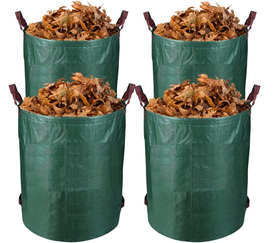 Tuinafvalzak Set van 4 272 Liter - opvouwbare Tuinzak - Tuinafvalemmer - Groenafval Zak - Zak voor Tuinafval - herbruikbaar - 76 x 67 cm - Groen van Merkloos	