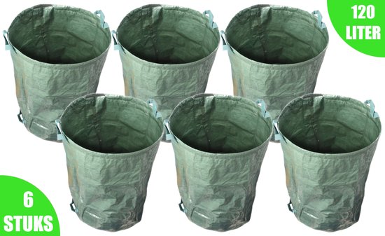 Tuinafvalzak - Set van 6 Tuinafvalzakken - Ø45 x 70 cm - 110 liter - Stijve Vorm - Bladzakken - Onkruidzak van GARDEN12