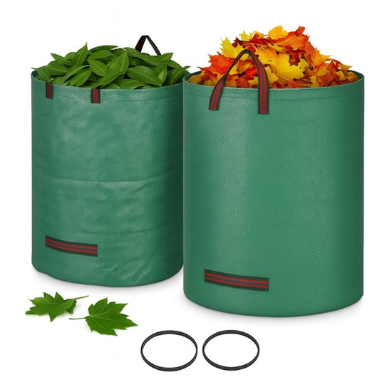 Tuinafvalzak - Tuinset - Opvouwbare afvalzak - Afvalzakken - Opbergbox tuin - Prullenbak - Tuinzak - Wasmand - Bladzakken - Puinzakken - Tuinafval emmer - Waterafstotend - 270L - 2 stuks van Merkloos	