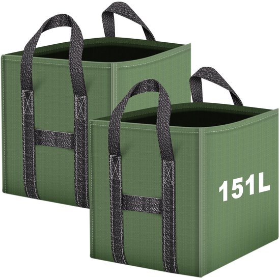 Tuinafvalzak - Zelfstaand, Robuust en Waterdicht - Voor Gras, Bladeren en Tuinafval - 2x 151L