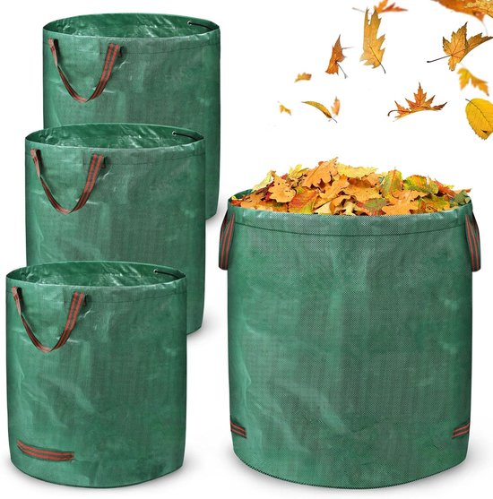 Tuinafvalzakken Bladzakken - 4 Stuks - 272 L - 150 g/m² Polypropyleen Weefsel - met Handvaten - Waterdicht Opvouwbaar - voor Tuinafval Bladeren Groensnijden - NAIZY